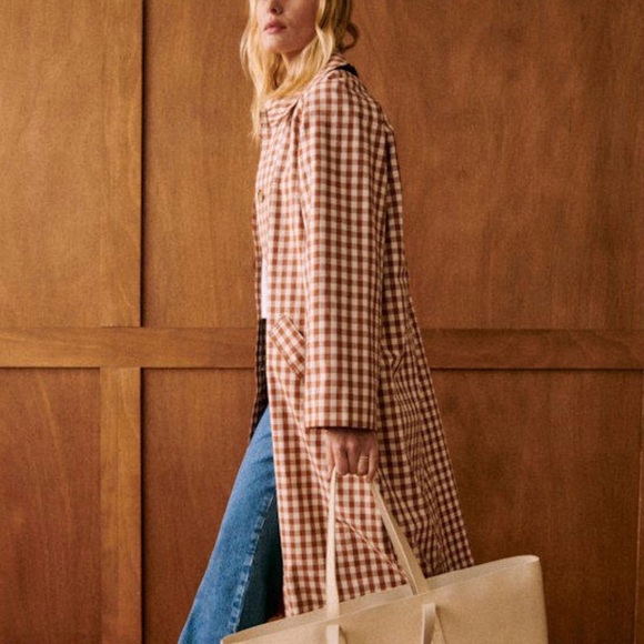 Sezane Jackets & Blazers - Sezane Clyde Coat Brown Gingham/ Ecru - Size 4